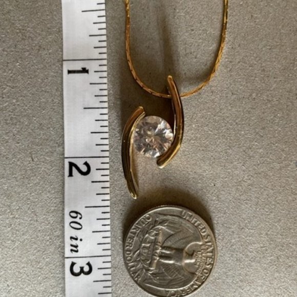 80's Dynasty Bold Gold & Giant Rock Crystal Quartz Pendant Statement Charm RARE - Picture 4 of 5